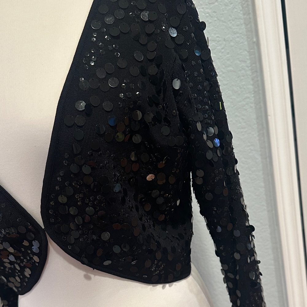 Elegant Black Sequin Shrug Sz M/L